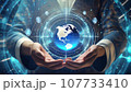 ホログラムを両手で持った人のイメージ 107733410