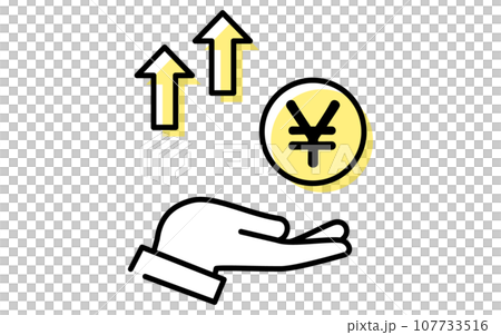 日本円の投資で利益が出たアイコン、シンプルな線画イラスト 日本円の投資で利益が出たアイコン、シンプルな線画イラスト 107733516