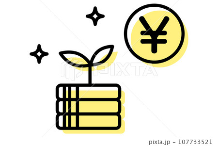 日本円の投資で資産運用するアイコン、シンプルな線画イラスト 107733521
