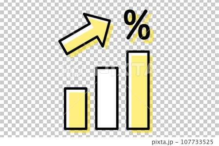 Icon showing increase in interest rate or yield, simple line drawing illustration Icon showing increase in interest rate or yield, simple line drawing illustration 107733525