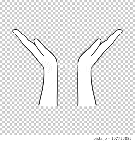 A simple line drawing illustration material of wrapping with both hands A simple line drawing illustration material of wrapping with both hands 107733883