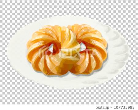 2 donuts (French cruller) with plate 107733985