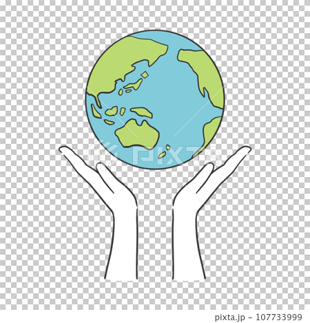 A simple illustration of holding up the earth with both hands A simple illustration of holding up the earth with both hands 107733999