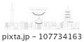 Japan Theme- Front View Line Drawing on White Background 107734163