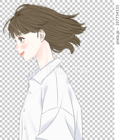 A determined woman looking sideways A determined woman looking sideways 107734335