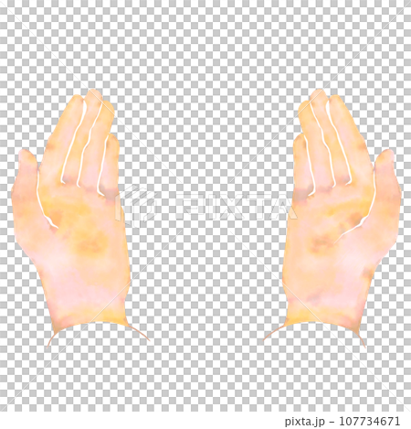 Illustration of both hands painted in watercolor Illustration of both hands painted in watercolor 107734671