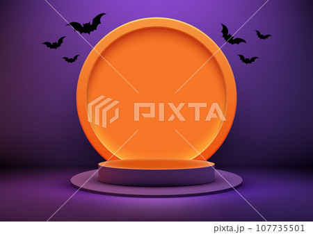 Orange Podium Product Display Mockup, Halloween Concept 107735501