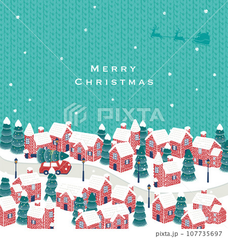 サンタクロースとクリスマスの町並み ニットテクスチャー サンタクロースとクリスマスの町並み ニットテクスチャー 107735697