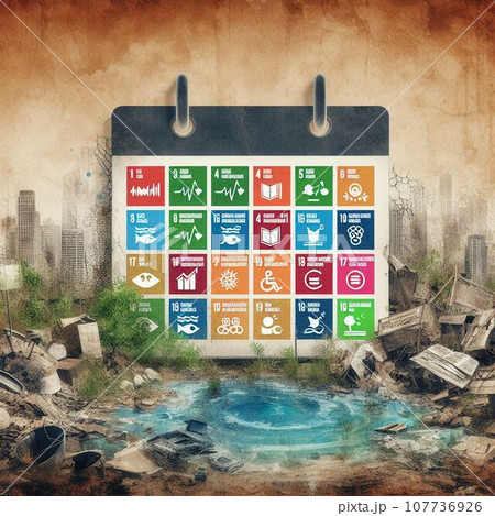 sdgsが崩壊しているイメージ　　　持続可能ではなかった未来 107736926