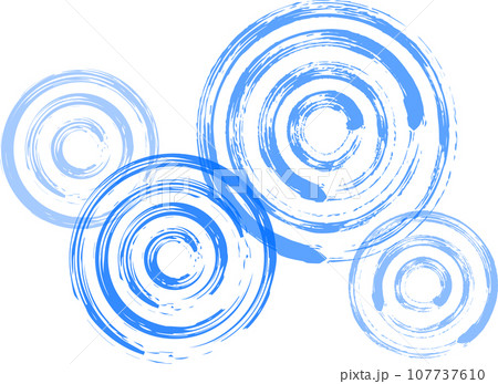 筆で描いた水紋デザイン　青色 107737610