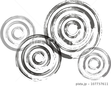 筆で描いた水紋デザイン モノクロ 筆で描いた水紋デザイン モノクロ 107737611