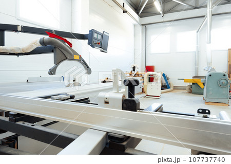 Woodworking equipment in a furniture manufacture workshop 107737740
