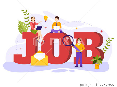 Job Recruitment or We are Hiring Vector Illustration with Candidates Giving CV to Interview Business to Become an Employee in Flat Cartoon Background 107737955