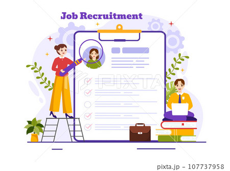 Job Recruitment or We are Hiring Vector Illustration with Candidates Giving CV to Interview Business to Become an Employee in Flat Cartoon Background Job Recruitment or We are Hiring Vector Illustration with Candidates Giving CV to Interview Business to Become an Employee in Flat Cartoon Background 107737958