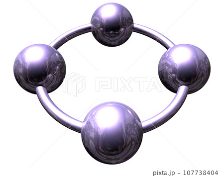 3DCG「4つの球体・ボール連携」パープル,紫 107738404