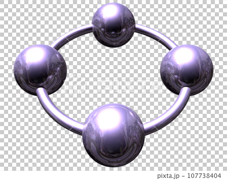 3DCG「4つの球体・ボール連携」パープル,紫 107738404