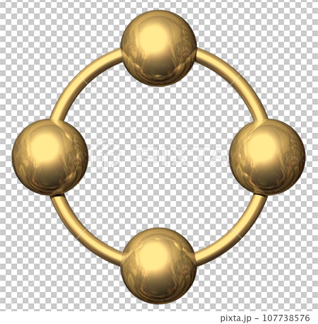 3DCG "Four spheres/ball cooperation" Gold, Gold 3DCG "Four spheres/ball cooperation" Gold, Gold 107738576