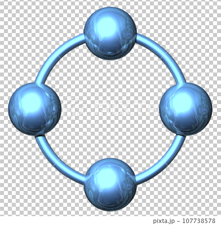 3DCG "Four spheres/ball cooperation" Blue, Blue 3DCG "Four spheres/ball cooperation" Blue, Blue 107738578
