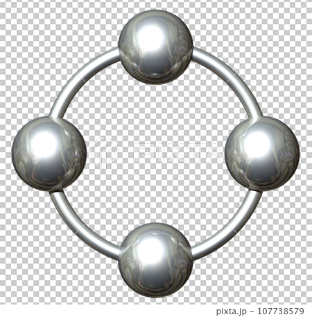 3DCG "Four spheres/ball cooperation" Silver, Silver 3DCG "Four spheres/ball cooperation" Silver, Silver 107738579