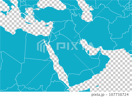 中東地域の地図、シンプルでわかりやすい 107738724