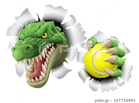 Crocodile Dinosaur Alligator Tennis Sports Mascot 107738985
