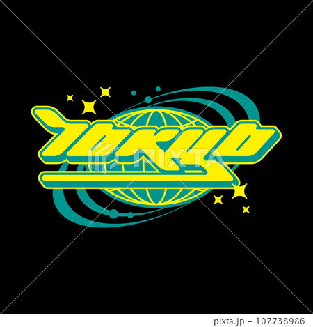 Tokyo japan Y2K streetwear aesthetic slogan typography tshirt style logo vector icon design illustration. Poster, banner, slogan shirt, clothing, sticker, badge 107738986