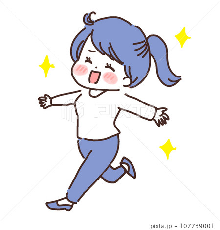 嬉しそうに走る女性のイラスト 目標達成や開放感のイメージ 嬉しそうに走る女性のイラスト 目標達成や開放感のイメージ 107739001