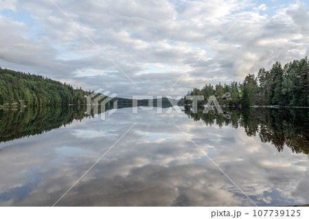 Lake Ragnerudssjoen mirror in Dalsland Sweden beautiful nature forest pinetree swedish Lake Ragnerudssjoen mirror in Dalsland Sweden beautiful nature forest pinetree swedish 107739125