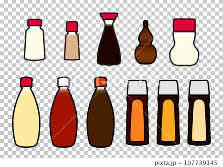 調味品容器。可愛的線條畫插圖集 107739145