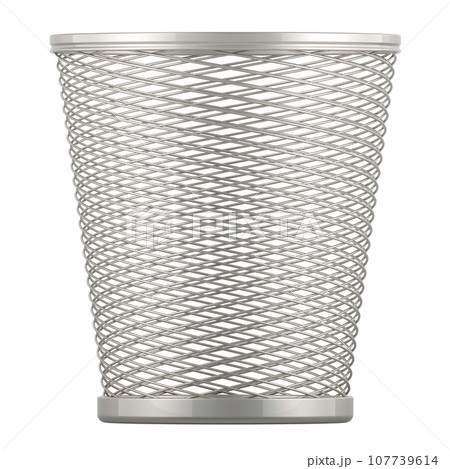 Waste Paper Basket from Metal Mesh, 3D rendering Waste Paper Basket from Metal Mesh, 3D rendering 107739614