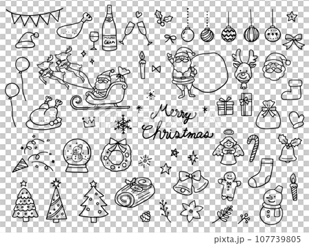 手描きのクリスマスイラストセット 107739805