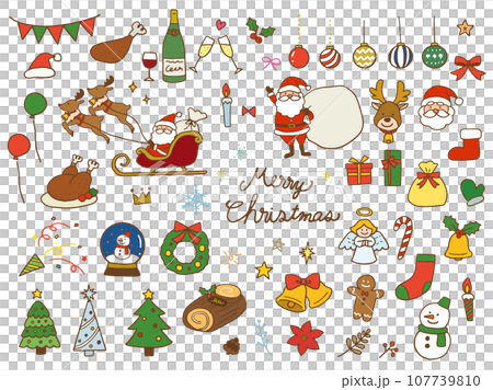 Hand drawn Christmas illustration set Hand drawn Christmas illustration set 107739810