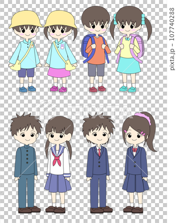 男の子・女の子の年齢別の立ち絵 107740288