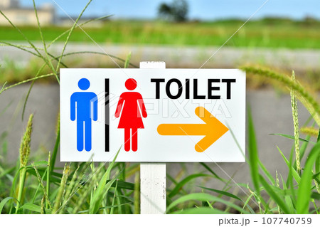 背の低い観光地のトイレ看板 背の低い観光地のトイレ看板 107740759