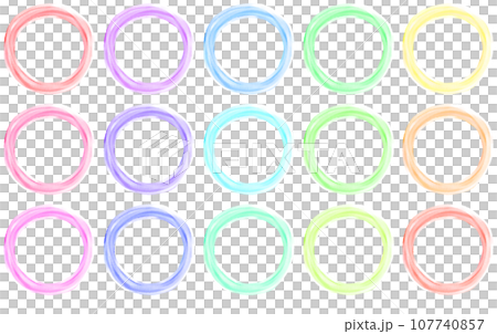 水彩蠟筆風格彩色柔和彩色圓框[套裝] 107740857