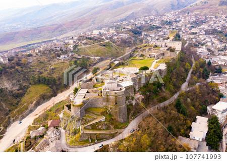 Bird's eye view of Albanian city Gjirokaster Bird's eye view of Albanian city Gjirokaster 107741993