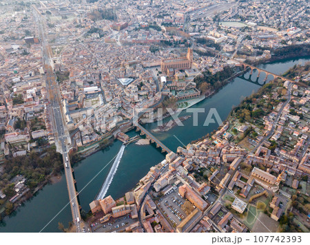 Aerial view of French city of Albi Aerial view of French city of Albi 107742393