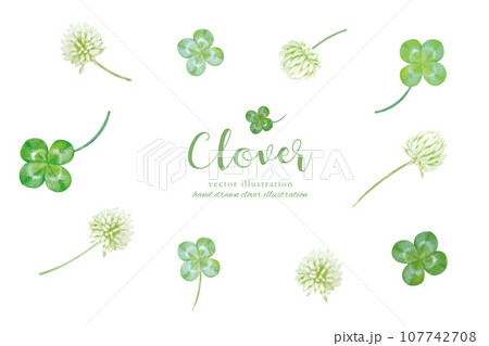 水彩手書きの四葉のクローバーのイラスト 107742708