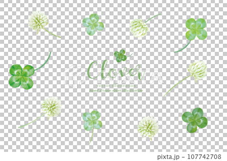 水彩手書きの四葉のクローバーのイラスト 107742708