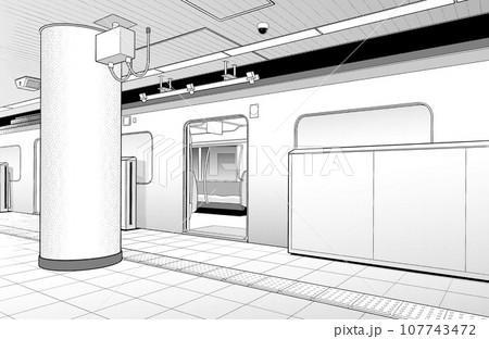 漫画風ペン画イラスト　駅_地下鉄 107743472
