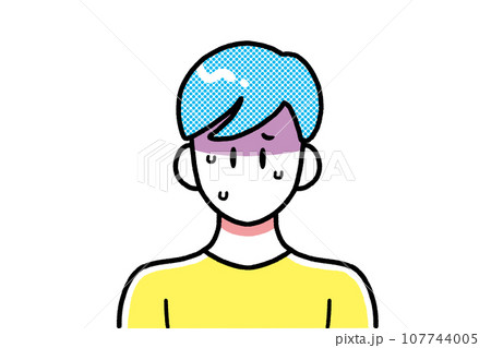 体調不良で顔色の悪い男性のシンプルな線画 体調不良で顔色の悪い男性のシンプルな線画 107744005