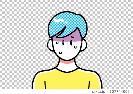 体調不良で顔色の悪い男性のシンプルな線画 体調不良で顔色の悪い男性のシンプルな線画 107744005