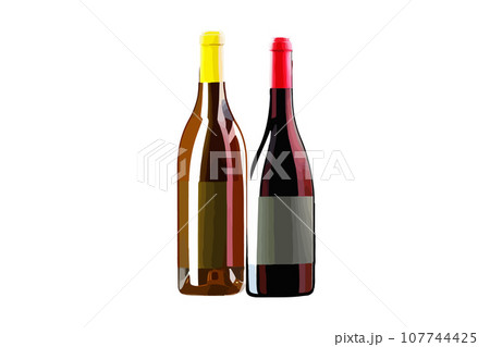 Vector wine watercolor bottle isolated on transparent background. 107744425