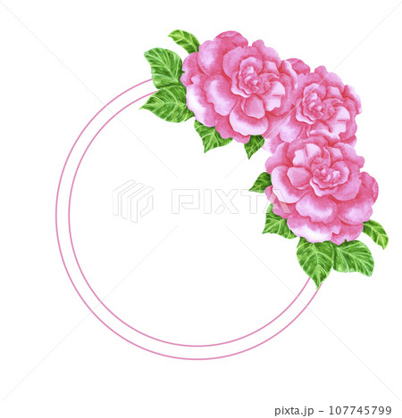 Hand drawn watercolor pink azalea frame border isolated on white background. Can be used for invitation, postcard, poster, decoration and other printed products. Hand drawn watercolor pink azalea frame border isolated on white background. Can be used for invitation, postcard, poster, decoration and other printed products. 107745799