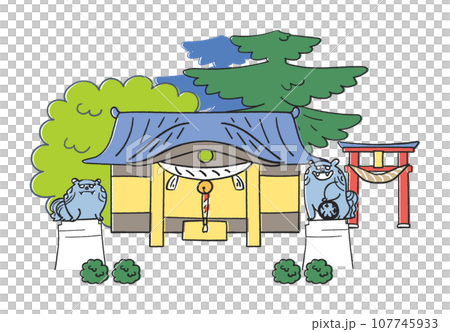 Unpopular quiet shrine illustration material 107745933