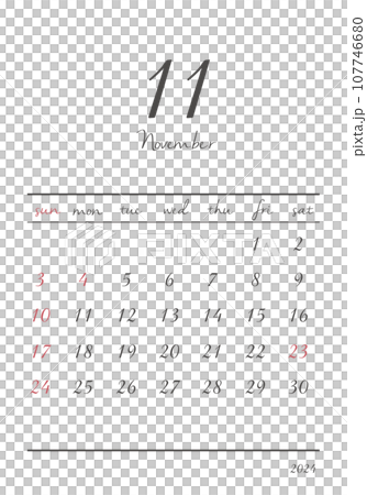 2024年_11月_おしゃれカレンダー_タテ 2024年_11月_おしゃれカレンダー_タテ 107746680