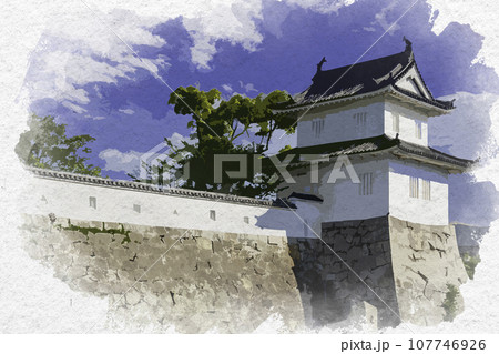水彩画風 赤穂城 大手隅櫓 兵庫県赤穂市 水彩画風 赤穂城 大手隅櫓 兵庫県赤穂市 107746926