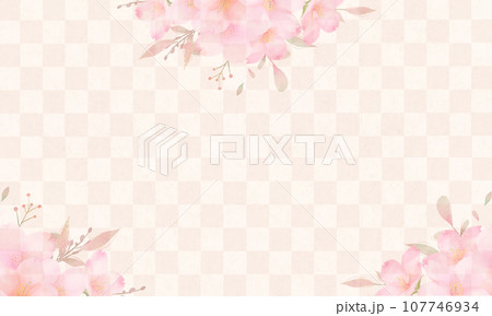 美しい桜ー金箔ー市松模様ー和紙の壁紙ーピンク色ー豪華絢爛背景素材フレーム 美しい桜ー金箔ー市松模様ー和紙の壁紙ーピンク色ー豪華絢爛背景素材フレーム 107746934