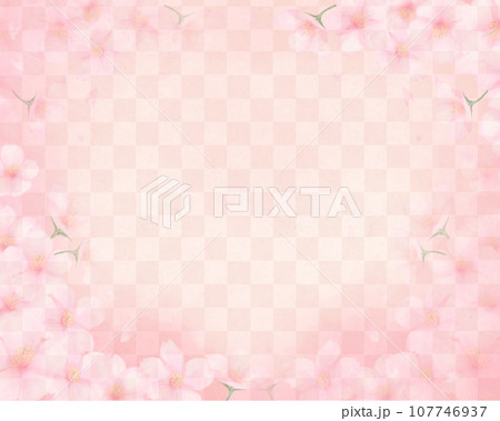 美しい桜ー金箔ー市松模様ー和紙の壁紙ーピンク色ー豪華絢爛背景素材フレーム 美しい桜ー金箔ー市松模様ー和紙の壁紙ーピンク色ー豪華絢爛背景素材フレーム 107746937