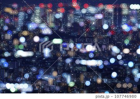 ぼかした夜景 大阪平野遠望 ぼかした夜景 大阪平野遠望 107746980